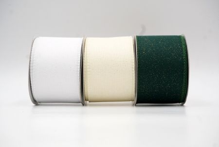 Solid Color Glittered Hessian Wired Ribbon with Burlap Texture_KF8742 (2)